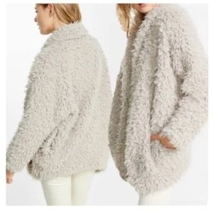 Express fluffy throw over jacket, never worn.